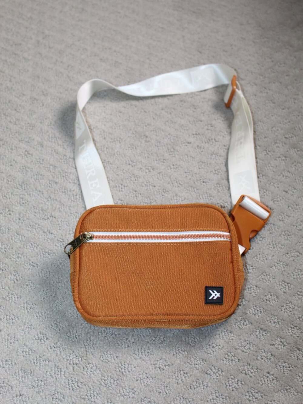 Thread Small Crossbody/ Fanny Pack Cream Strap Burnt Orange Bag